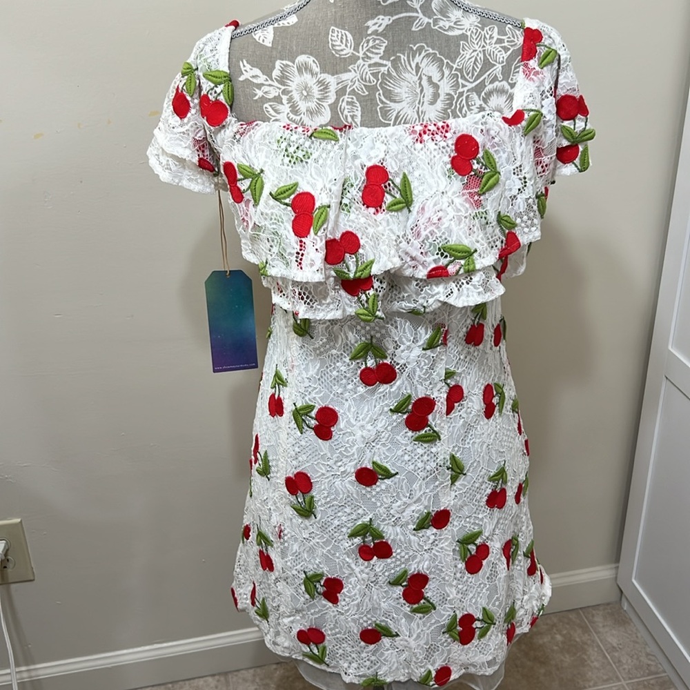 Show me your mumu Rita ruffle cherry mini dress NWT Size S